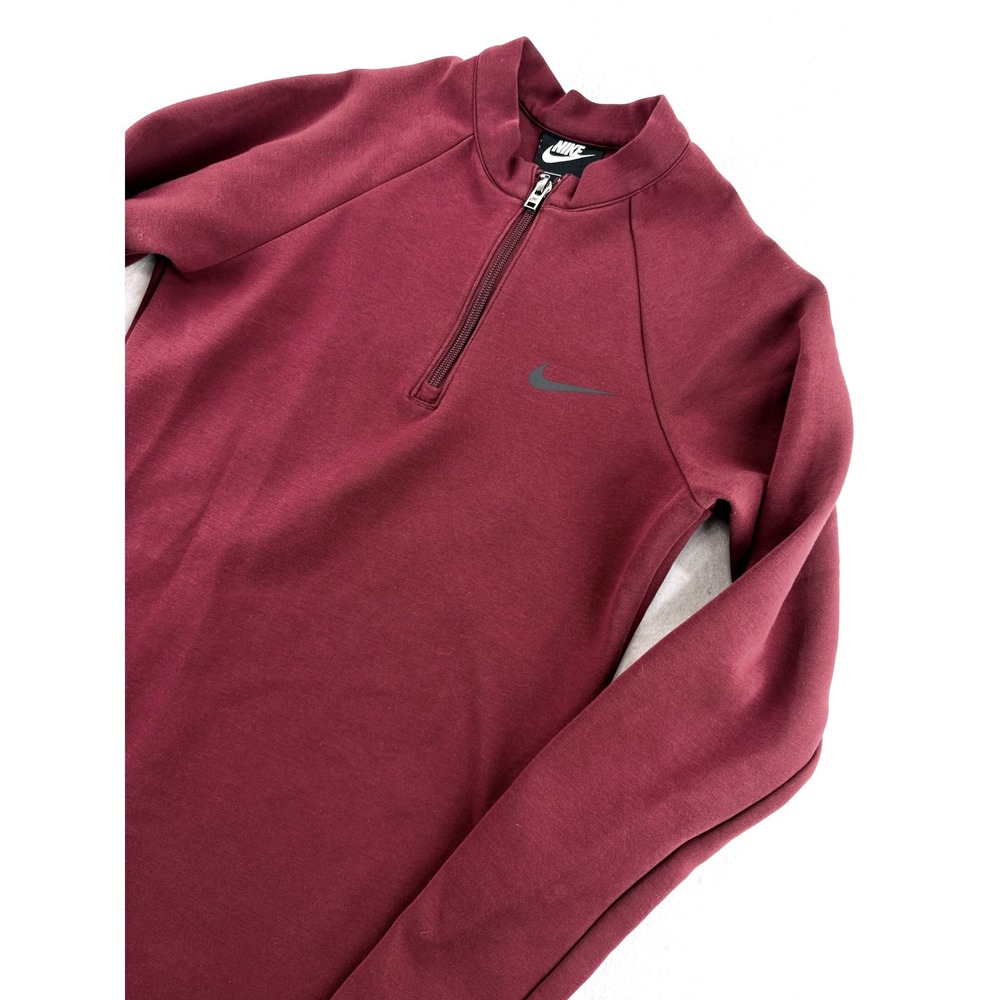 Nike Womens Quarter Zip Long Sleeve Raglan Mini Dress maroon Size M Mock Neck